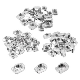 sourcing map M3/M4/M5 120Pcs T Nuts Sliding T Slot Nut Fastener Carbon Steel Nickel Plated for 2020 Series T Slot Aluminum Extrusion Profile