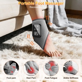 HJKLIUT Foot Advanced Renewed Triple Method Massager, 5-Speed & 5-Temperature, 2Pcs Cordless Ankle Heating Pad for Home Comfort, Portable Foot Revive Massager (2Pcs-Gray)