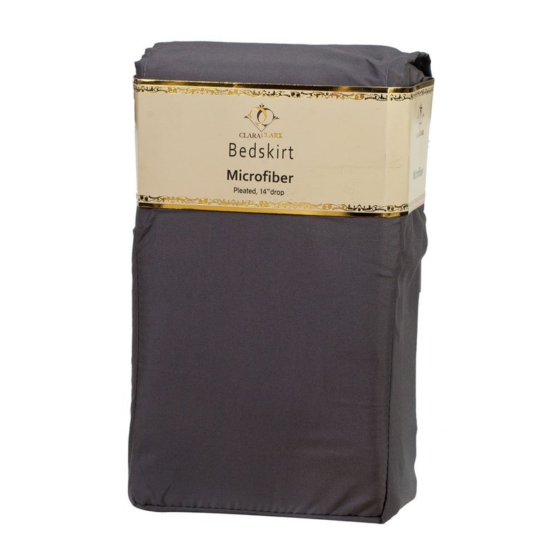 Combed Queen Size Bed-Skirt Solid Gray (Charcoal) – 100% Long