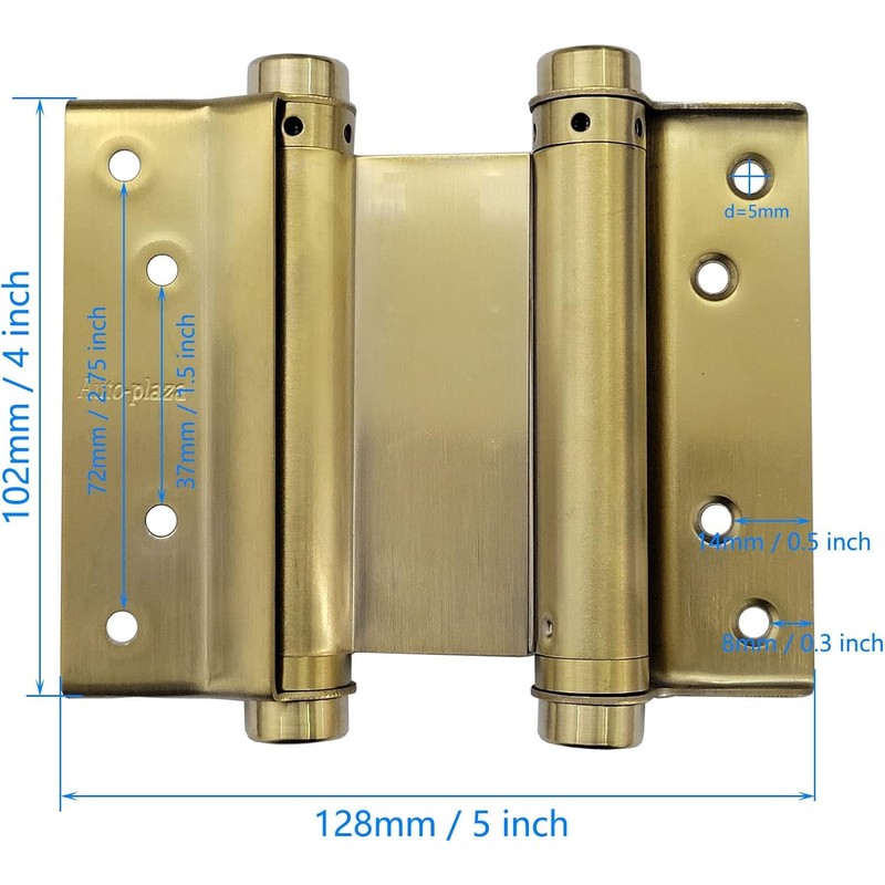 4Inch (100mm) Golden Double Action Stainless Steel Door Hinges Saloon
