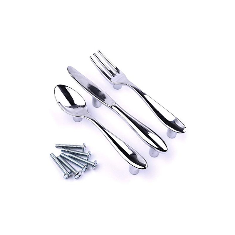 3Pcs DIY Creative Spoon Fork Knife Kitchen Cabinet Closet Drawer