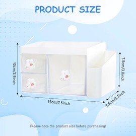 Elezeal Desk Organiser with 3 Drawers, Small Cute and practical Caddy with Compartments, Desk Tidy and Makeup Brushes Holder for Home, Office and School(white)