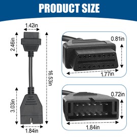 UHANBUT OBD1 to OBD2 GM Adapter, OBD1 12 Pins to OBD2 16 Pins Scanner Diagnostic Tool Connector for GM, Replacement Cable for Scanner Code Reader