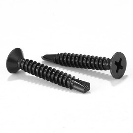 #10 x 1-1/4" Sheet Metal Screws 100Pcs 410 Stainless Steel Flat Head Fast Self Tapping Screws Black Oxide by SG TZH