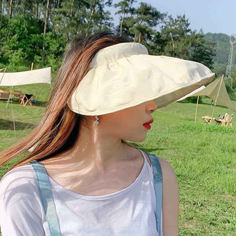 Women's UV protection round brimmed hat and hairband combined sun