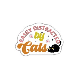 (3Pcs) Easily Distracted by Cats Sticker - Mental Health Sticker - Therapist Stickers - Sticker Humor - Cat Sticker - Cat Mom Sticker - Stickers 3X3 - Sticker Wall - Laptop - Cell - Tumbler, White