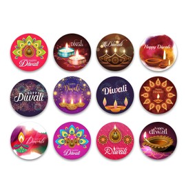 iwiio 12Pcs Diwali Stickers Diwali Decorations Stickers Diwali Gifts Stickers Happy Diwali Stickers for Box India Festival Decorations (1.2 in)