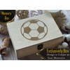 Soccer Ball Patterned Laser Engraved Wooden Box, Classic Design, Ideal