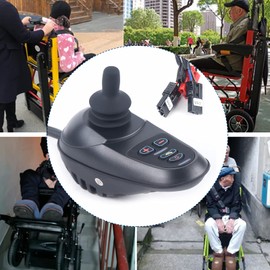 Wheelchair Joystick Controller, 24V DC Electric Wheelchair Power Joystick Controller Replacement 4 Keys Waterproof LED Command Joystick
