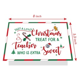 Ogeby Cute Christmas Card for Teacher, Teacher Thank You Christmas Cards Gifts, Sweet Teacher Christmas Gifts Ideas, Teacher Xmas Cards Gifts from Kids Coworker Friend, Just a little Christmas treat
