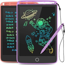 2 Pack LCD Writing Tablet, Colorful Screen Doodle Board 8.5 Inch Drawing Tablet for Kids, Learning Toys Birthday Gifts Travel Activity Games for 3 4 5 6 Year Old Boys and Girls Toddlers（Purple Pink） - Color: Orange Blue