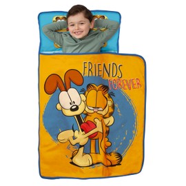 NoJo Garfield Forever Friends Toddler Nap Mat - Includes Attached Pillow and Fleece Blanket