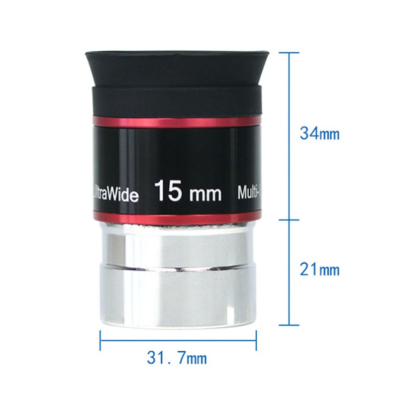 1.25in 15mm 68 Degree Ultra Wide Angle Eyepiece for Telescope