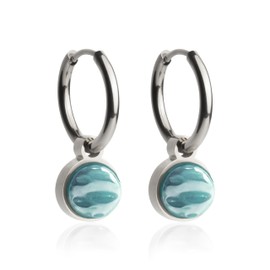 Silber Ohrringe Creolen mit Anhänger zum Wechseln • Edelstahl Ohrhänger mit Charm in dunkelgrün • nickelfrei & wasserfest • MIX AND MATCH • Ø 16 mm