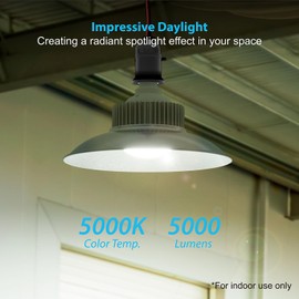 ZONE INDUSTRY CORP. LED Bulb with Shade, 60W Equivalent, 5000 Lumens, 5000K Daylight, 50,000 Hours, E26 Base, ETL Listed, Indoor Use, Energy Saving for Garage, Workshop, Basement, Warehouse, Home