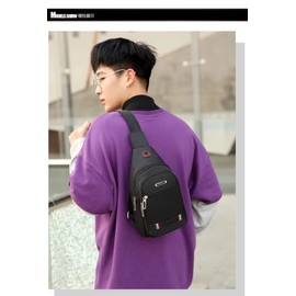 Lmagice Men's chest bag canvas leisure bag sports small backpack oxford cloth single shoulder messenger bag