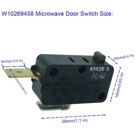 LONYE SZM-V16-FC-62 W10269458 Microwave Door Switch Replacement for Whirlpool Microwave AP4429884 PS2361111(Normally Closed)(Pack of 2)