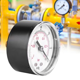 1/8 BSPT Vacuum Gauge，-1-0Bar, -30-0inHg Air Vacuum Water Vacuum Gauge，Suitable for Air, Water, Oil, Gas, and Other Non-Corrosive Media