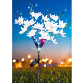 QINGYA Solar Garden Lights - 2 Pack Solar Flowers Lights Waterproof Outdoor for Outside Garden Yard Patio Lawn Decor and Gift for Women