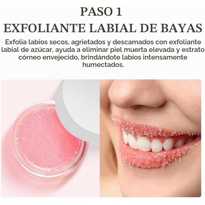Ruahouine Set De Exfoliante Y Mascarilla Labial De Fresa, Exfoliante