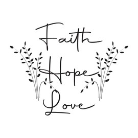 Family Faith Hope Love Motivational Quote Wall Decal Decoration Simple Décor Faith Love Hope Décor Flower Line Strips Lasts Years and Easily Removable - Size: 40 in(W) x 32 in(H)