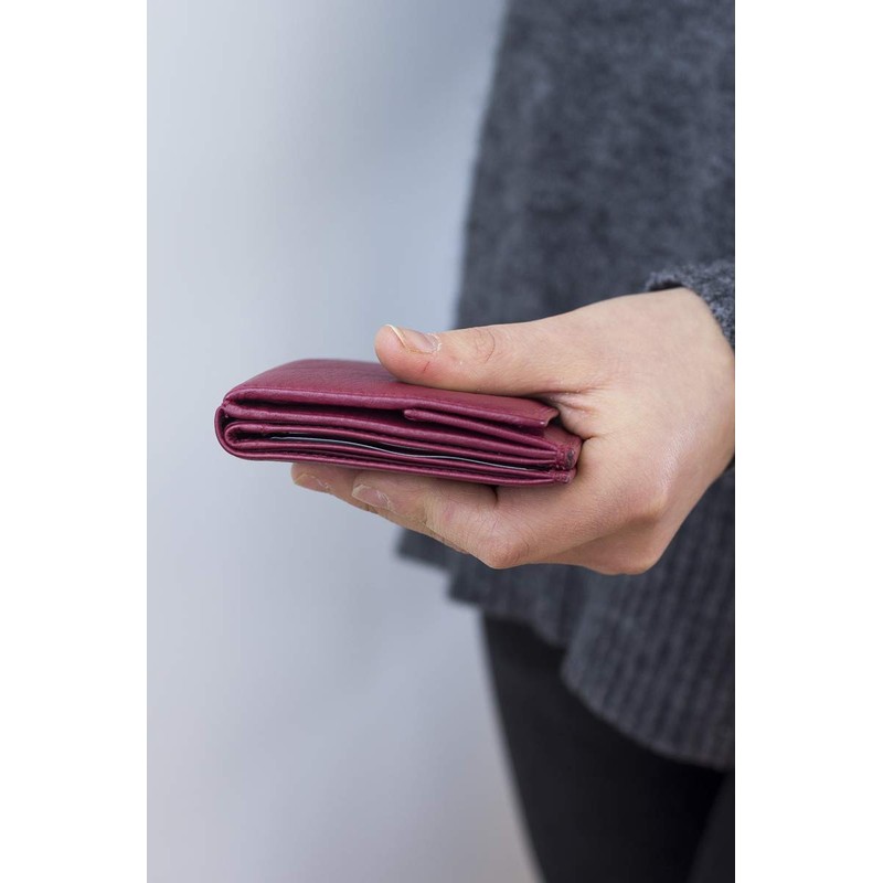 Leather Boxed Style wallet with large coin compartment LEAS, cherry/red