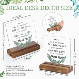 ONEDONE 5" x 5" Clear Acrylic Decorative Sign - Rustic Wood Base - Farewell Gift for Coworker, Boss, Teacher, Nurse - Tabletop Display
