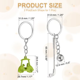 PATIKIL Golf Cart Keychain, Mini Cute Golf Ball Key Chain Sport Pendant Key Ring Bag Backpack Decor for Men Women Party Gifts Favors, Green