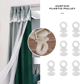 Micro Trader 50Pcs Curtain Track Rail Gliders Runner Wheel Rollers Hooks Fit for 9mm Wide Curtain Track Rail 9mm Bottom Diameter White Plastic