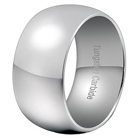 Fashion Month Mens 12mm Classic Silver Tungsten Carbide Ring Wedding Engagement Smooth Domed Wide Band High Polished Size 7