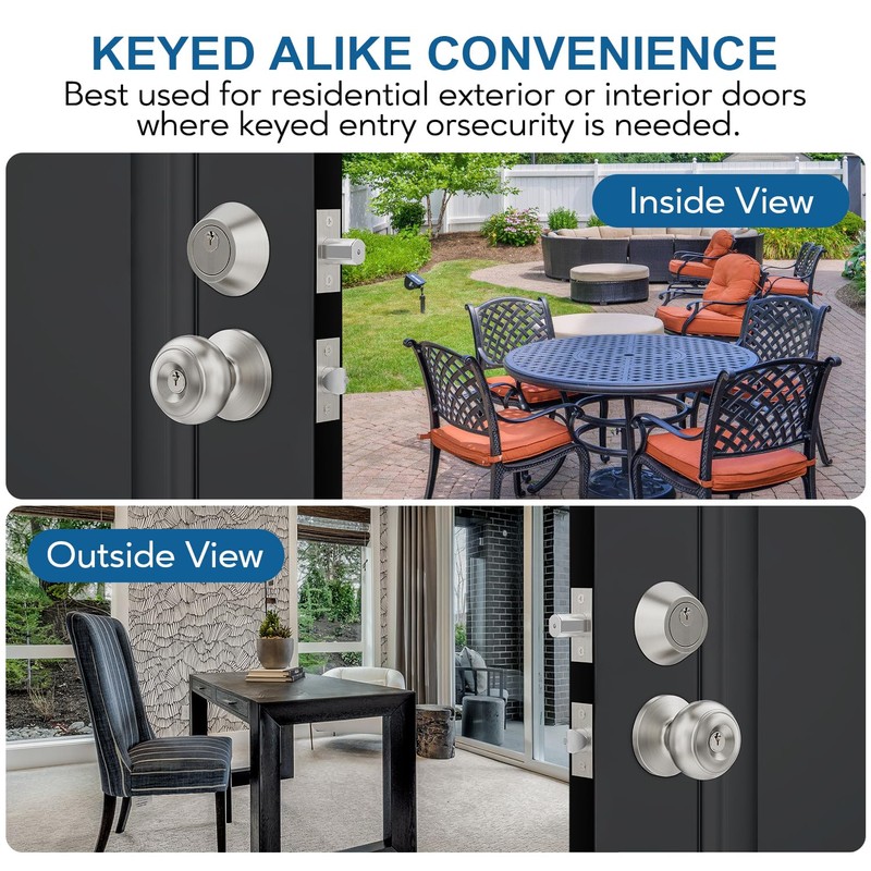 4 Set All Keyed Same Entry Door Knobs and Single