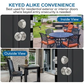 4 Set All Keyed Same Entry Door Knobs and Single Cylinder Deadbolt Combo Set for Entrance and Front Door, Keyed Alike Exterior Door Lock Set with Keys, Satin Nickel Deadbolt Lock and Door Knob Set
