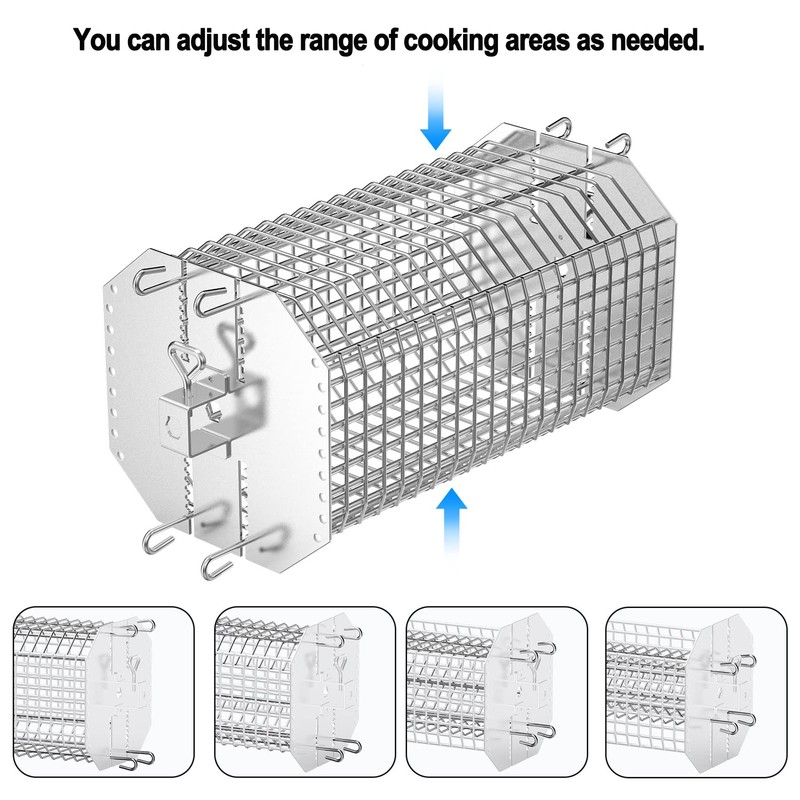 onlyfire Universal Octagonal Tumble Rotisserie Basket, Flat Spit Rotisserie Grill