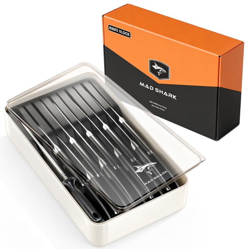 MAD SHARK 11-Piece Kitchen Knife Block Set with Sharpener Rod