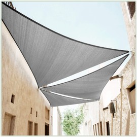 ColourTree 12' x 12' x 12' Grey Triangle CTAPRT20 Sun Shade Sail Canopy Mesh Fabric UV Block UPF50 - Commercial Heavy Duty - 190 GSM - 3 Years Warranty (We Make Custom Size)