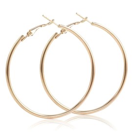 IDB Classic Stainless Steel Big Hoop Earrings - 2.32" x 2.48" x 0.07" (59x63x2mm) - Multiple Colors to Choose from (Bold Gold, Stainless-Steel)