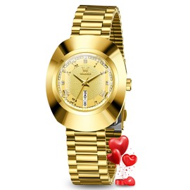 OLEVS Womens Watches Gold Diamond Tungsten Steel Luxury Dress Classic Ladies Calendar Week Wrist Watches for Women