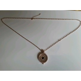 33mm Coin Rose gold Necklace locket CZ Stainless Steel heart Disc Pendant 620