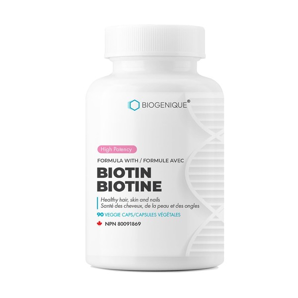 BIOGENIQUE High Potency Biotin Supplement - Vegan Vitamin B7 formula