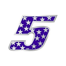 Holographic Racing Number 5Â Medium, Stars, 10Â x 7.5Â cm