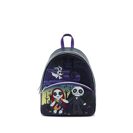 Hot Topic Loungefly The Nightmare Before Christmas Jack & Sally Doll Mini Backpack Purple None