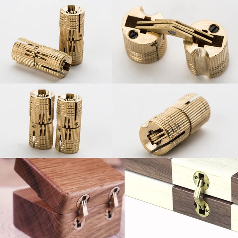 4Pcs Barrel Hinge Copper Brass Cabinet Gift Box Hidden Brass