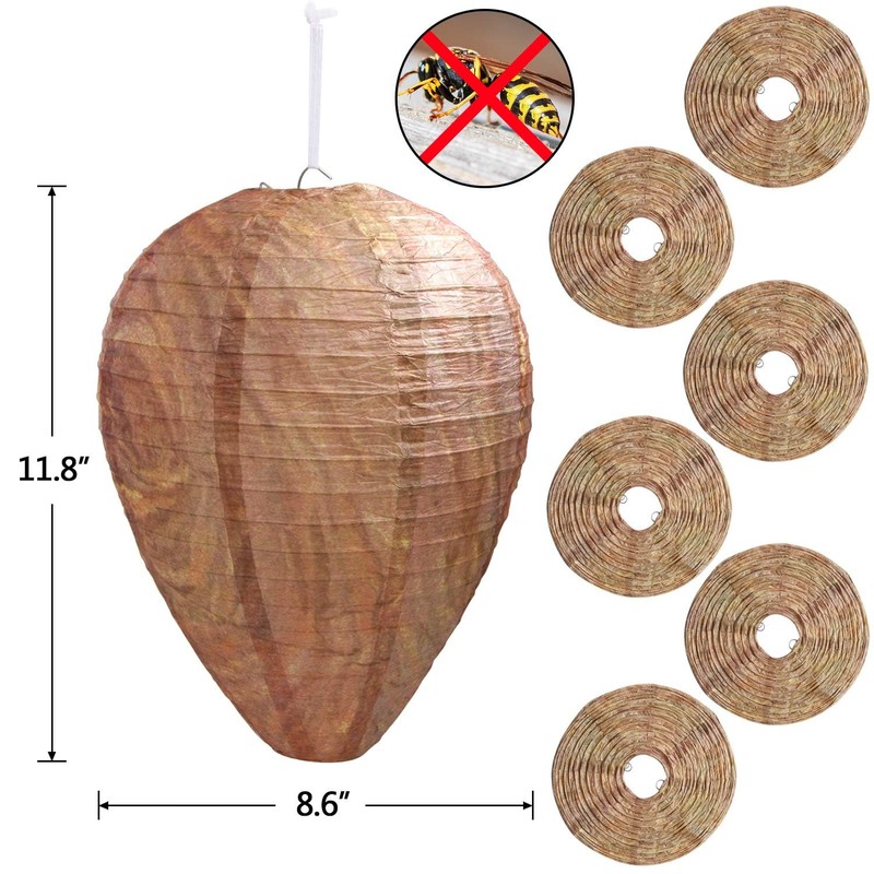 DECYOOL 6 Pack Paper Wasp Nest Decoy Hanging Wasp Deterrent