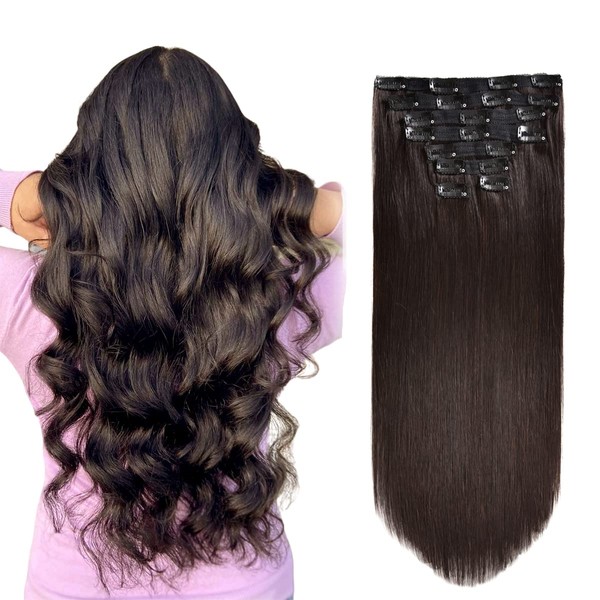 Human Hair Clip in Extensions,120g 8pcs Clip in Human Hair Extensions Straight Remy Hair Clip In Extensions #1B Natural Black 22inch Clip In Real Hair Extensions