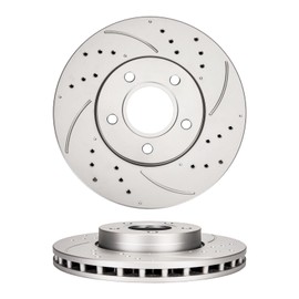 KAC Front Drilled and Slotted Brake Kit Rotors and Ceramic Pads 6pcs Replacement for Focus 2013-2016, Focus 2012, Focus 2017, Focus 2018, S40 2004-2011, C30 2012-2013 54181+D1044