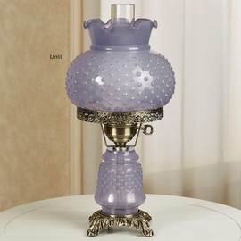 Mindy Hobnail Glass Table Lamp - Periwinkle Blue Shade - Handcrafted Globe - Blown by Hand - Hurricane Chimney Style - Victorian Lamps for Desk, Bedroom, Living Room - 20.5 Inches High