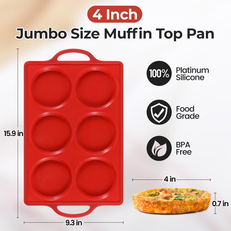 CAKETIME Muffin Top Pan Non Stick, 4 Inch Metal Frame