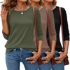 Ficerd 3 Pack 3/4 Sleeve Tops for Women Round Neck