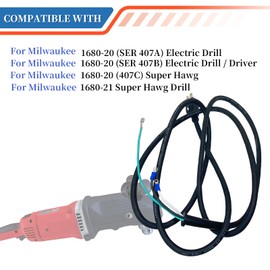 Autokemat Power Cord #22-64-1260 Compatible with for Milwaukee 1680-20 (SER.407A, 407B, 407C) 1680-21 Super Hawg Drill, Replacement New Cord Set
