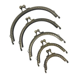 5PCS Purse Frame, Metal Kiss Lock, 5 Sizes Bronze Tone Arch Coin Ball Snap Clasp for Clutch Leather DIY Handle Bag Sewing Quilting Craft 6.5cm 8.5cm 10.5cm 12.5cm 15cm SH014